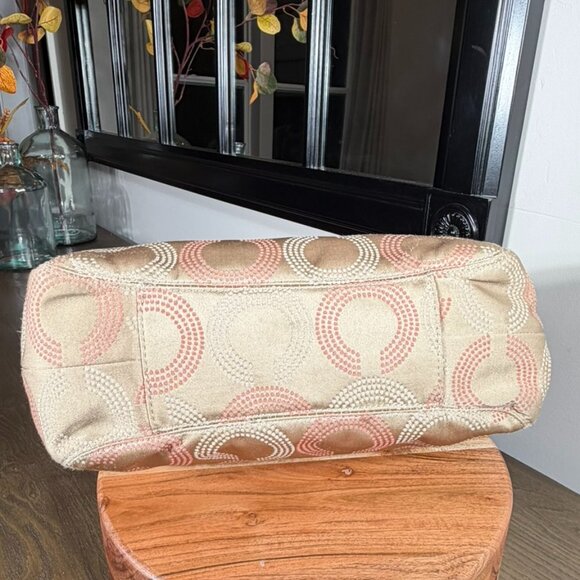 Coach Op Art Hobo Shoulder Bag — Tan & Coral/Salmon  - AS IS - Picture 6 of 15
